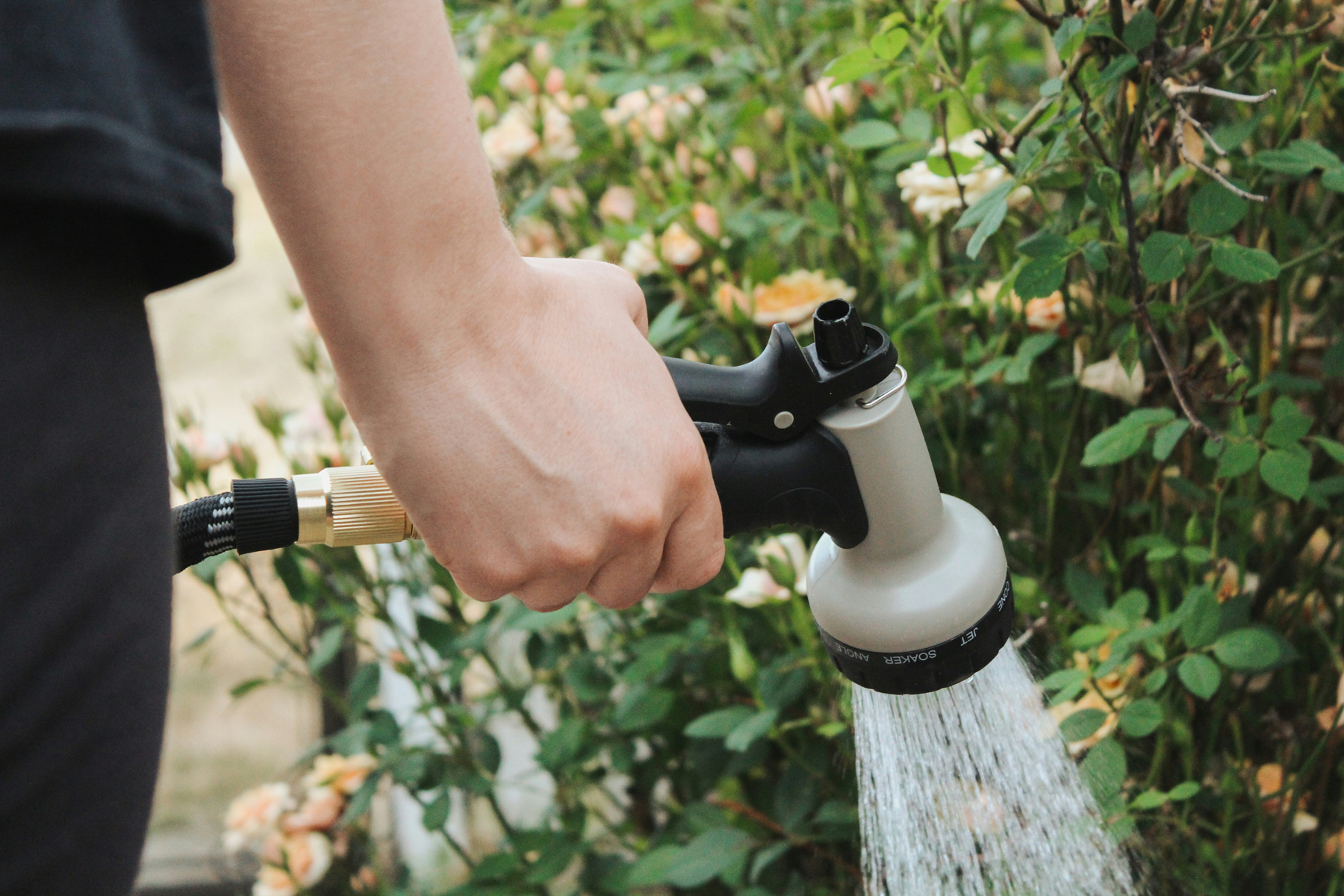Drucksprüher im Einsatz im Garten